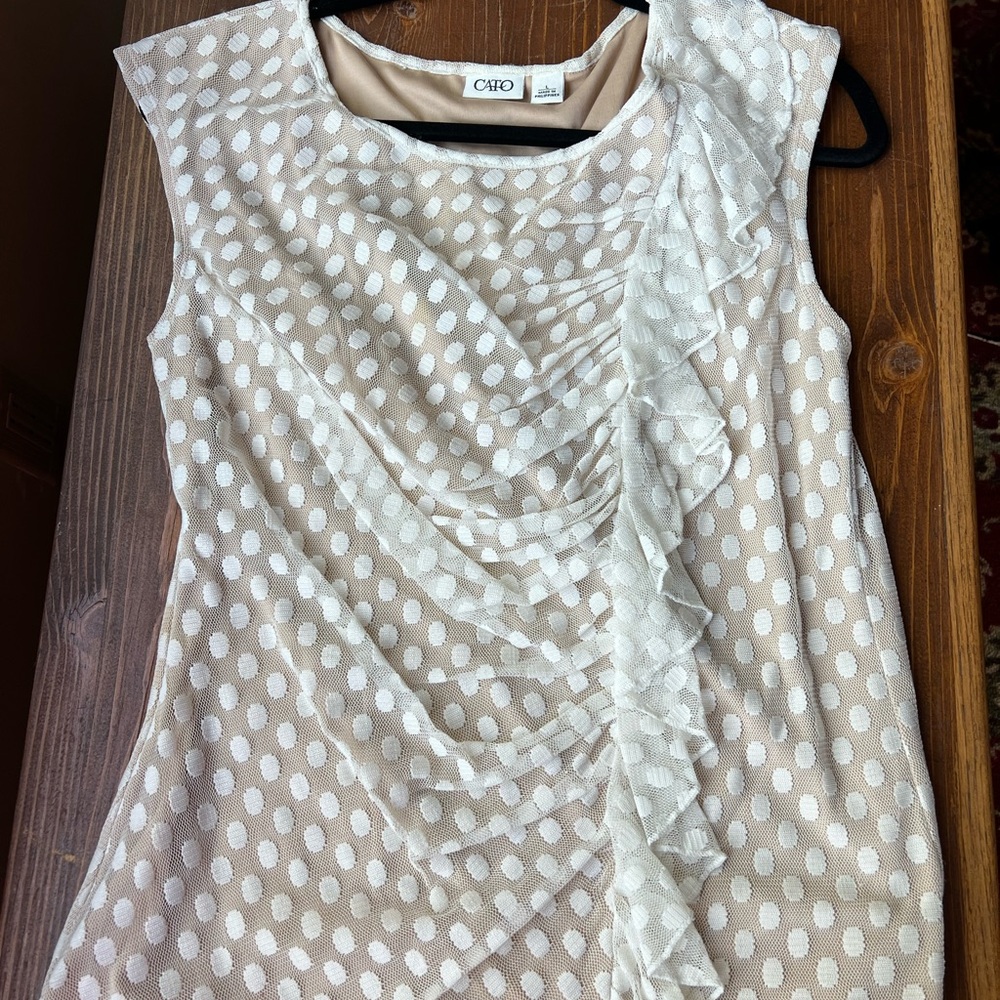 Cato Cream Polka Dot Ruffle Blouse